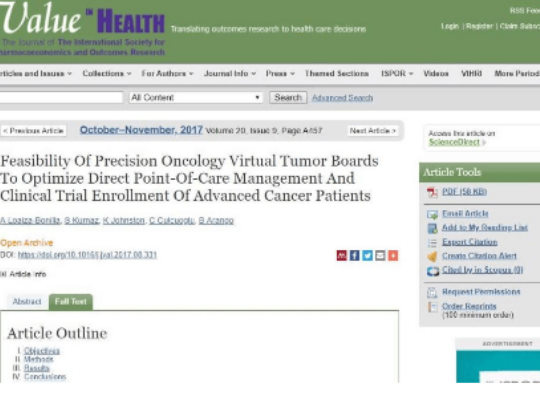Feasibility Of Precision Oncology Virtual Tumor Boards to Optimize Cancer Treatment Results